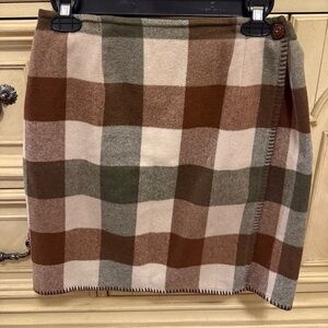 Ann Taylor Studio Plaid Mini Skirt - Wrap Style, Wool, no flaws